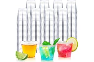 200 Plastic Shot Glasses-1 Oz/30 ml Disposable Thickened Clear Plastic Cups,Mini Disposable Shot Glasses for Wine Tasting, Co