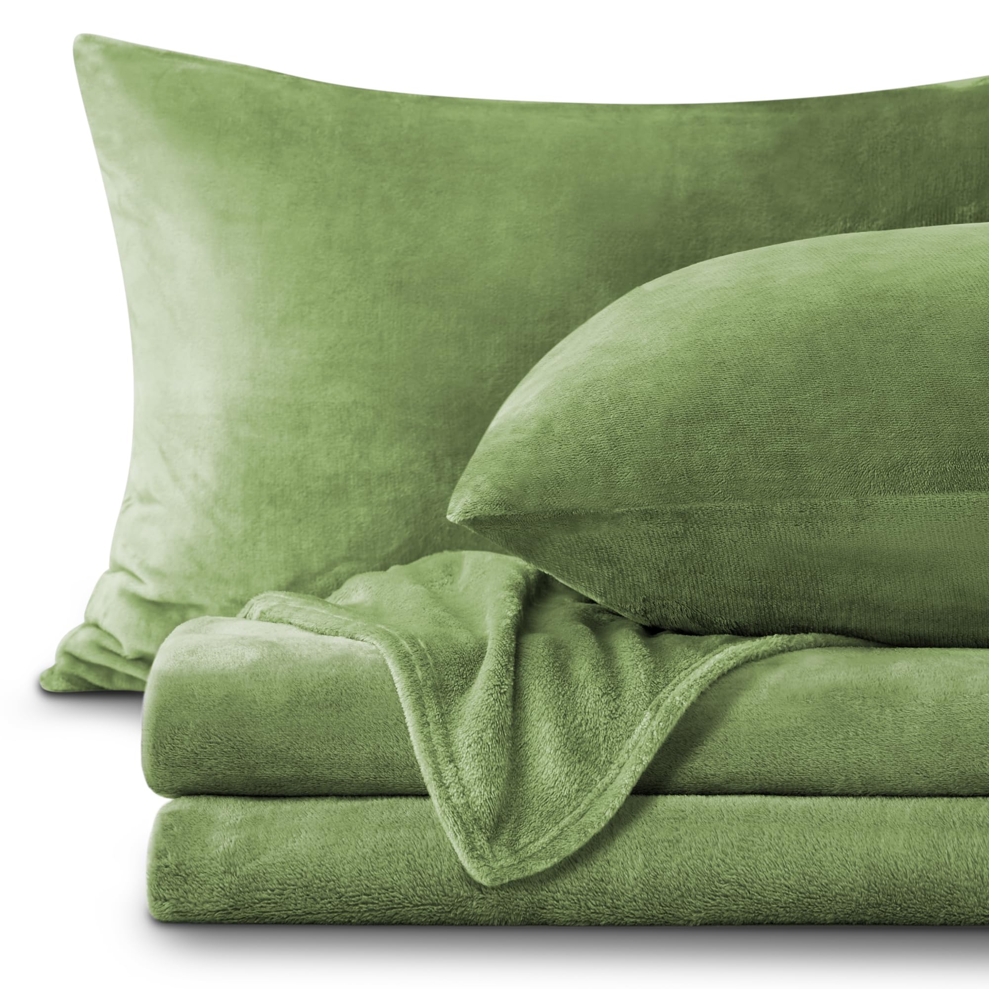 Photo 1 of BEDELITE Flannel Sheets Queen Size Sage Green - Super Soft Fleece Sheets Set Fluffy Extra Plush, 4 Piece(Include Fitted Sheet, Flat Sheet, 2 Pillowcases)