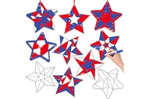 BeYumi Coloring Star Craft Kit - 83Pcs Color Your Own Star Kit for Kid Independence Day DIY Coloring Craft Kit Coloring 4th of July Star Geometric Star Card School Classroom Activity Art Craft Project