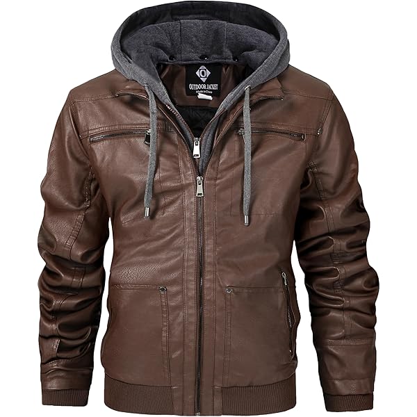 Men's Vintage Faux Leather Jacket Windproof Motorcycle Bomber