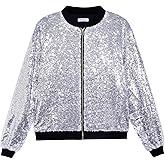 YIYI Sequin Mens Jacket Bomber Sparkly Varsity Glitter Jacket Lightweight Party Outwear Coat Birthday Holiday Clothes