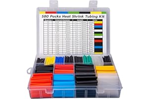 ASHINER Heat Shrink Tubing Kit - 580Pcs EVA Material in 6 Colors and 11 Sizes - Ideal for Electrical Insulation, Repairs, and Wire Connectors with User-Friendly Design and Storage Case