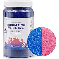 Wisesorb Silica Gel 2 LBS, Indicating Silica Beads (Blue to Pink), Reusable Silica Gel Desiccant Dehumidifier