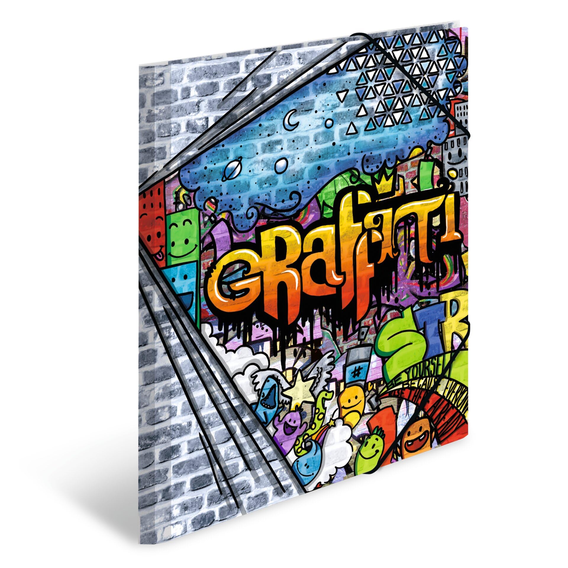 HERMA Elastic Folder Artline with Graffiti Motif, A4, Sturdy Plastic, with Inner Print, 1 Span Folder