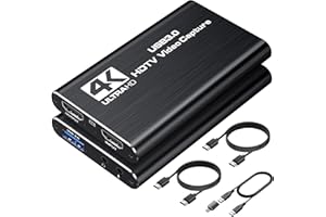 4K HDMI Capture Card for Streaming, 1080P 60FPS USB 3.0/Type-C Video Capture with 4K Loop-Out, Mic-in, Includes 2 HDMI Cables