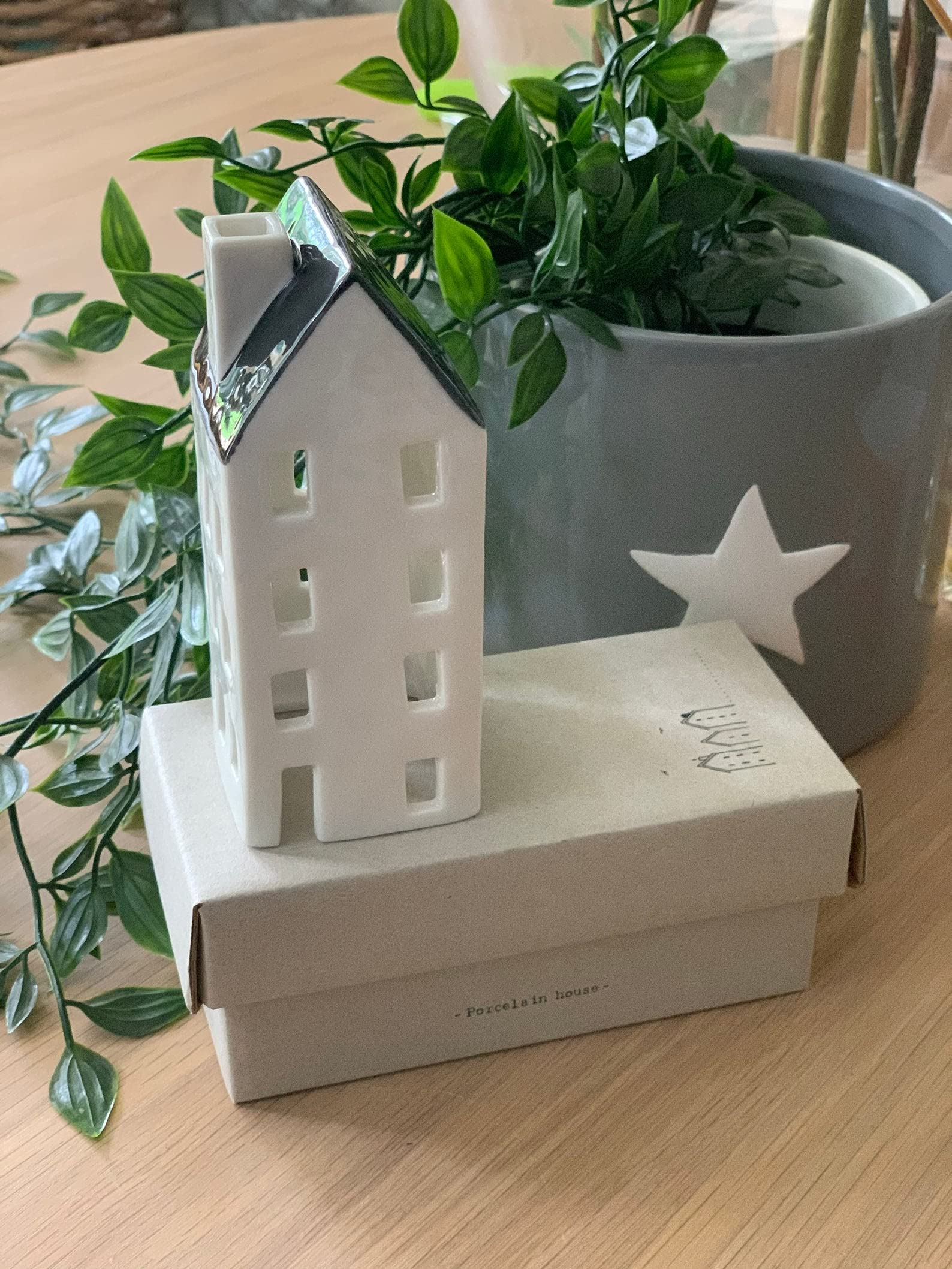 East of India: Porcelain Tea light Cover - House 3