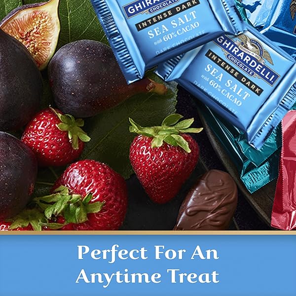 GHIRARDELLI INTENSE DARK SEA SALT 60% CACAO SQUARES, 4.1 OZ BAG (PACK OF 6) – DARK CHOCOLATE CANDY WITH SEA SALT FOR GIFTING & SHARING
