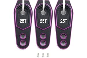 HOPLEX 25T Metal Servo Horn Aluminum Alloy Servo Arm Compatible with Futaba Savox Power HD HSP Servos Motor Fit for 1/8 1/10 RC Off Road Crawler Drift Car Boat (3 Black Purple Packs)