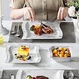 MALACASA Flora 18-Piece Marble Grey Square Dinner Set for 6 Porcelain Microwave view 5