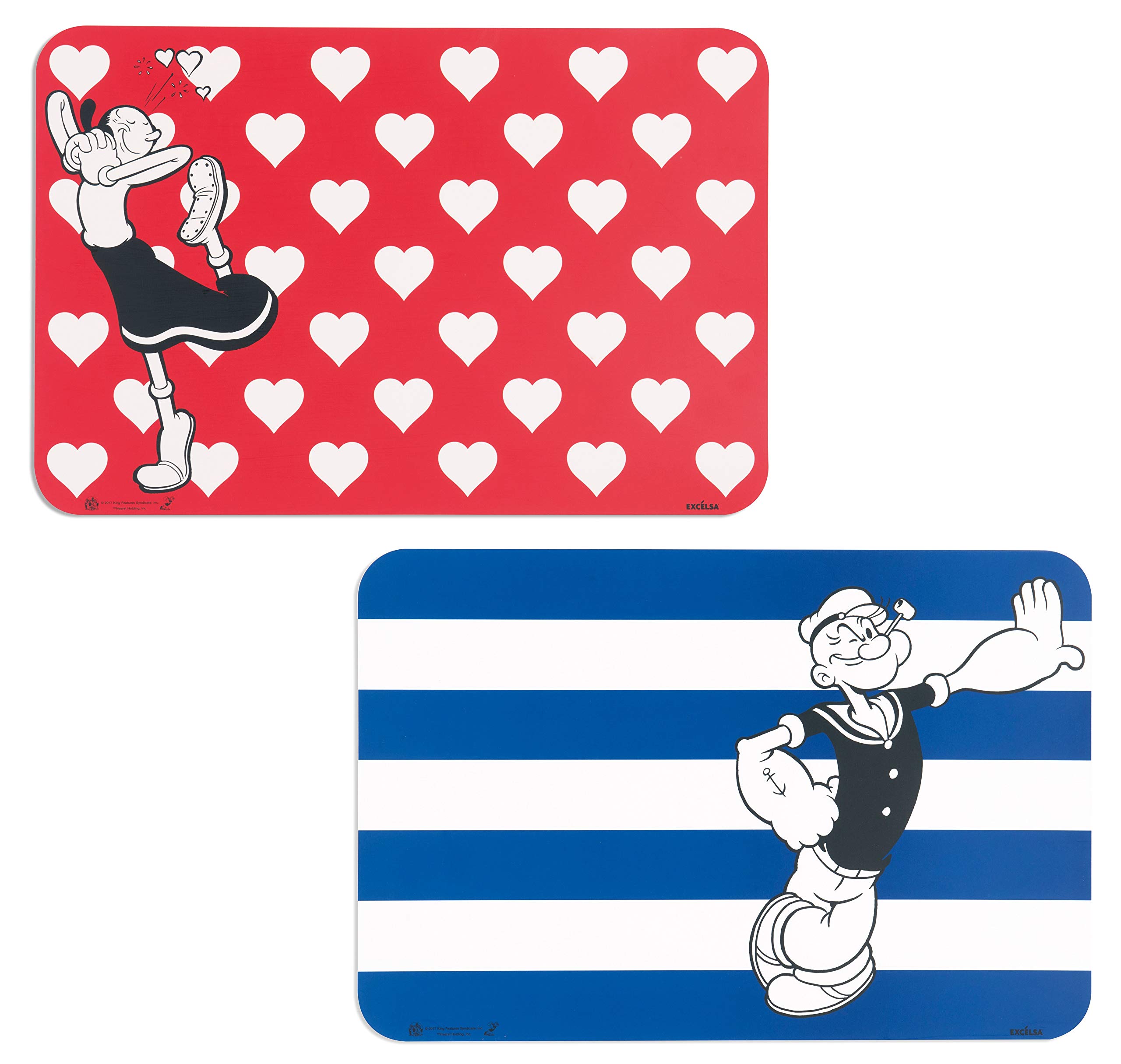Excelsa Olivia & Popeye Set of 2 Placemats, Red and Blue, 43 x 29 cm, 2 Units