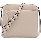 FashionPuzzle Chevron Quilted Medium Crossbody Bag with Tassel Accent