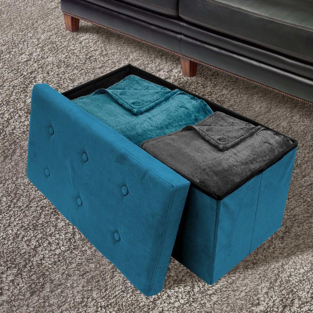 Amazon.com: Sorbus Storage Ottoman Bench – Collapsible/Folding Bench Chest with Cover – Perfect Toy and Shoe Chest, Hope Chest, Pouffe Ottoman, Seat, Foot Rest, – Contemporary Faux Suede (Small-Bench, Black): Kitchen & Dining