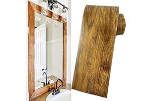 DESOMINOR 32.8Ft Brown Border Peel &Stick Wood Grain Wallpaper Border Removable Waterproof Bathroom Mirror Frame Sticker (Brown)
