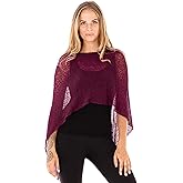 SHU-SHI Womens Sheer Knit Poncho Shrug Lightweight Cover Up One Size Fits Most