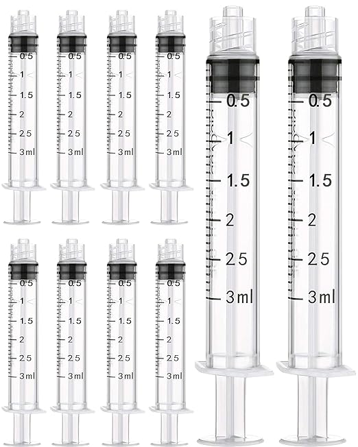 50 Pack 3ml Syringes Luer Lock with Measurement, Plastic Syringe for
