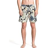 Volcom Men's 17" Elastic Waist Surf Swim Trunks – Quick-Dry Boardshorts with Drawstring and Back Pocket