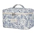 Makeup Bag,Quilted Cosmetic Bags,Large Floral Make Up Bags for Women, Makeup Organize,Flower Travel Toiletry Bag