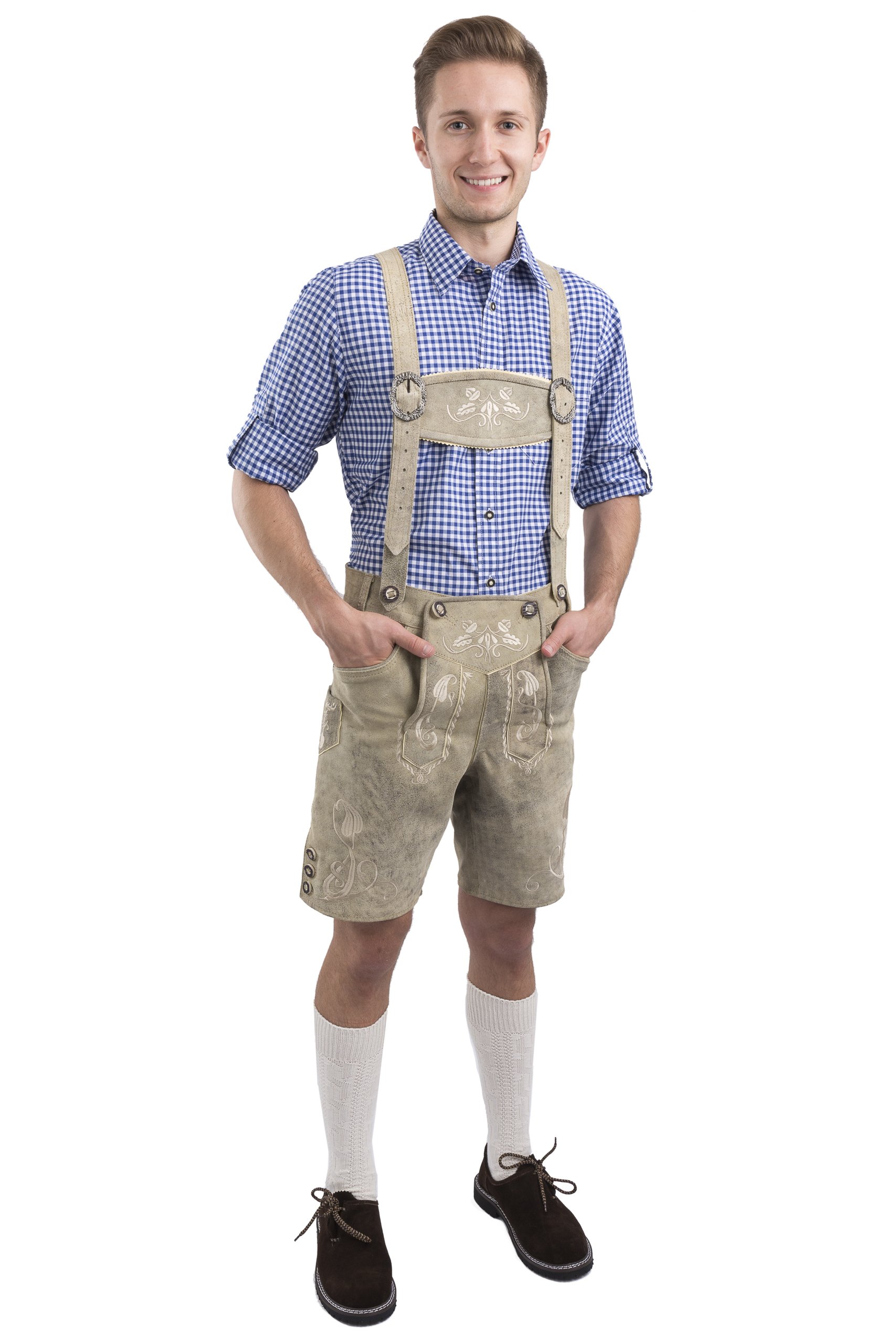 Schöneberger Trachten Couture Men's Bergkristall Bright Antique German Bavarian Lederhosen Oktoberfest Leather Trouser