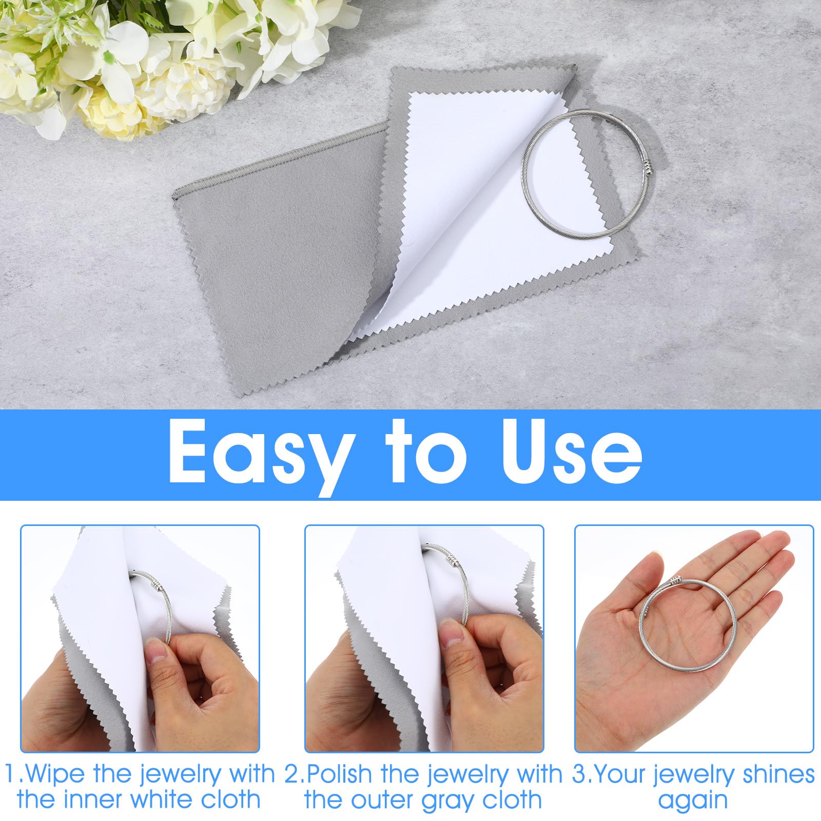 4 Pcs Silver Polishing Cloths Jewelry Cleaning Clothes Premium Silverware Cleaning Cloth for Sterling Silver Gold Diamond Platinum Precious Stones Coins Watch Keeps Jewelry Clean Shining