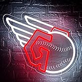 Baseball Neon Sign for Wall Decor Clevelan Team Neon Light for Man Cave Dimmable Led Sign for Bedroom Birthday Gifts for Baseball Fans Neon Sign 5V USB Powered Size14.5 * 12.5IN(ZYLD270)