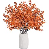 Uieke 15Pcs Artificial Fall Flowers Babys Breath Flower Bulk Fake Orange Silk Flowers Artificial Gypsophila Bouquet Floral for Home Festival Wedding Party Décor