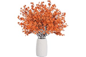 Uieke 15Pcs Artificial Fall Flowers Babys Breath Flower Bulk Fake Orange Silk Flowers Artificial Gypsophila Bouquet Floral for Home Festival Wedding Party Décor