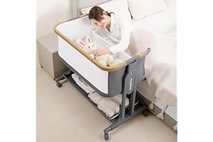 Maydolly 3-in-1 Baby Bassinet Bedside Crib for Newborn & Nursery, T-Shaped Frame Version for Stability, 7-Height Adjustable S
