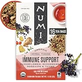 Numi Organic Immune Support Tea, 16 Herbal Tea Bags, Caffeine Free | Herbal Blend with Elderflower, Elderberry, Rosehips and Thyme