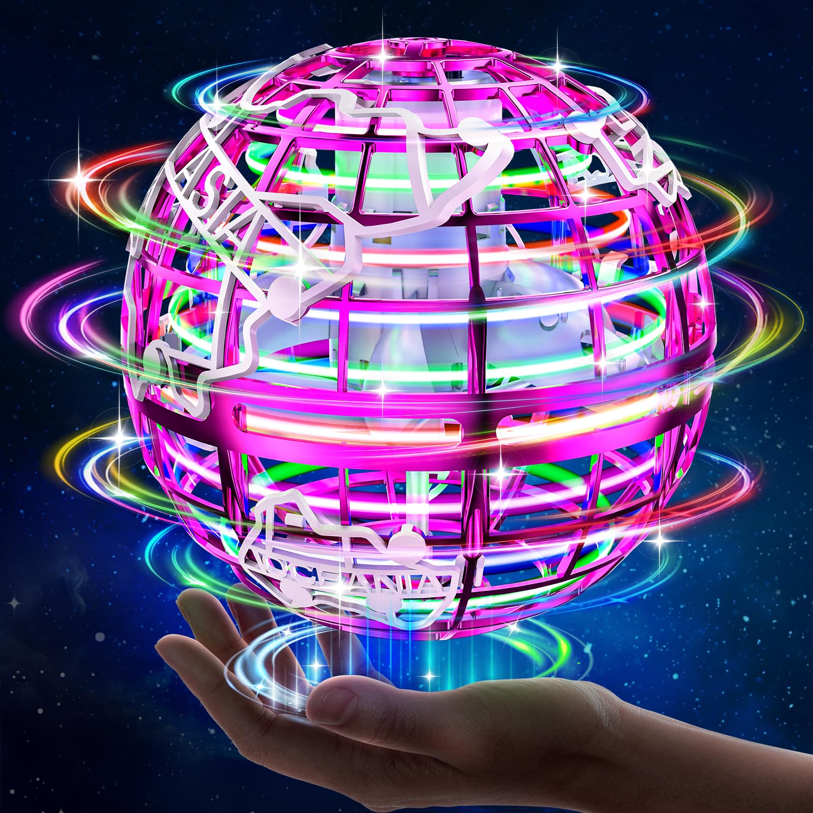 Photo 1 of RIEYON Flying orb Ball 2025 Upgrade Hover Boomerang Ball 6 Lighting Effects Cool Toys for Kids Teen Adults Indoor Outdoor Flying Toy