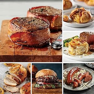Happy Holidays Assortment from Omaha Steaks (Bacon-Wrapped Filet Mignons, Boneless Chicken Breasts, Omaha Steaks Burgers, Kielbasa Sausages, Individual Scalloped Potatoes, and more)