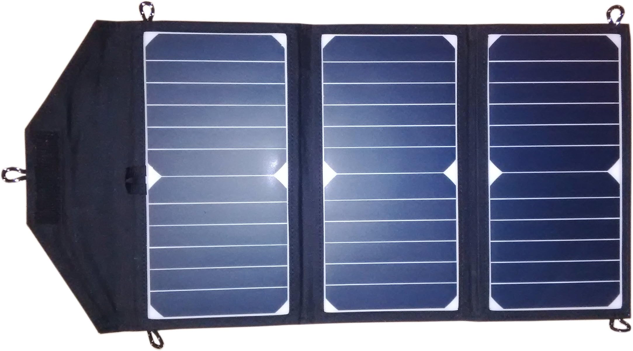 GGX ENERGY Sunpower Solar Cells 21 Watt Portable Folding Solar Panel Array Charger DC Out for 18V Power Bank, USB 5V for Smart Phones Tablets (black)