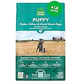 Open Farm Ancient Grains Dry Puppy Food - Chicken &amp; Salmon Kibble - 4 lb | 26% Protein (min), No Peas or Legumes, Non-GMO Recipe, Sensitive Stomach Friendly, All Breed Sizes