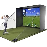 GoSports Golf Simulator Enclosure with Impact Screen and Shank Nets - 10 x 8 ft Golf Sim with HD Impact Screen Kit for at Hom