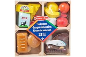 Melissa & Doug Food Groups - 21 Hand-Painted Wooden Pieces and 4 Crates