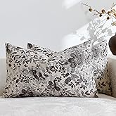 Purewish Vintage Floral Lumbar Pillow Covers 12x20 Pack of 2 Country Farmhouse Accents Chenille Jacquad Rectangular Decorative Throw Pillow Cases for Living Room Couch Bed Home Decor, Deep Brown