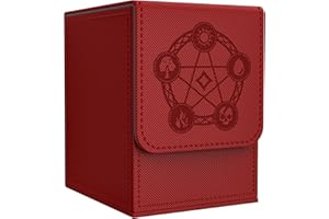 Zettokete MTG Deck Box - Large Capacity Trading Card Storage Box,Fits 100+ Double-Sleeved Cards,Leather Deck Case Compatible with Magic Commander Deck,YuGiOh Structure Deck,TCG Cards(Red)