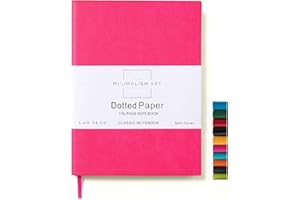 Minimalism Art, Soft Cover Notebook Journal, A5 Size 5.8 X 8.3 inches, Berry, Dotted Grid Page, 176 Pages, Fine PU Leather, P