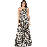 Betsy & Adam Womens Betsy & Adam Women's Chiffon Halter Neck Ruffle Print Floor Length Dress