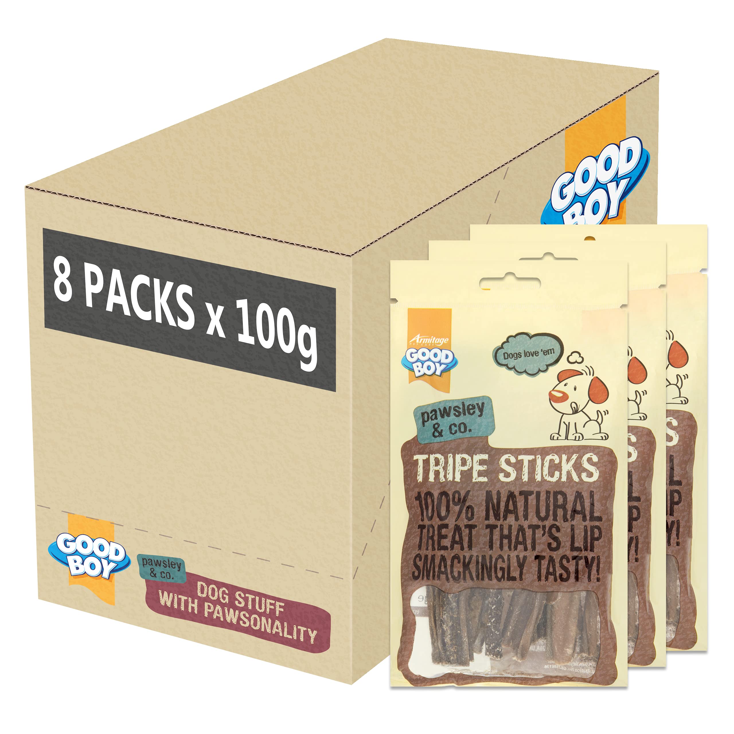 Good Boy - Tripe Sticks - Dog Chew Treats - Absolutely No Artificial Nasties - 100 Grams ℮ - 100 Percent Natural Dog Treats - Case of 8 — image 1