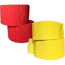 Amazon.com: Red and Gold Yellow Crepe Paper Streamers (2 Rolls ...
