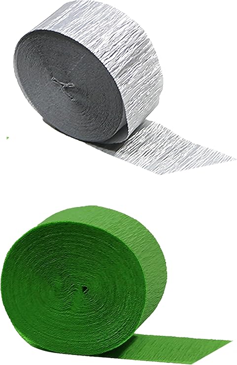 Silver Metallic Crepe Paper Streamers 4 Rolls Made in USA 290 Feet Total