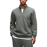 CRZ YOGA Cotton Fleece Lined Half Zip Sweatshirts for Men - Mock Neck Pullover Sweat Shirts Casual Workout Daily Sweaters