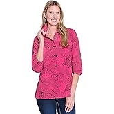 Ali Miles Womens Woven a/O Embroidered Button Front for Women