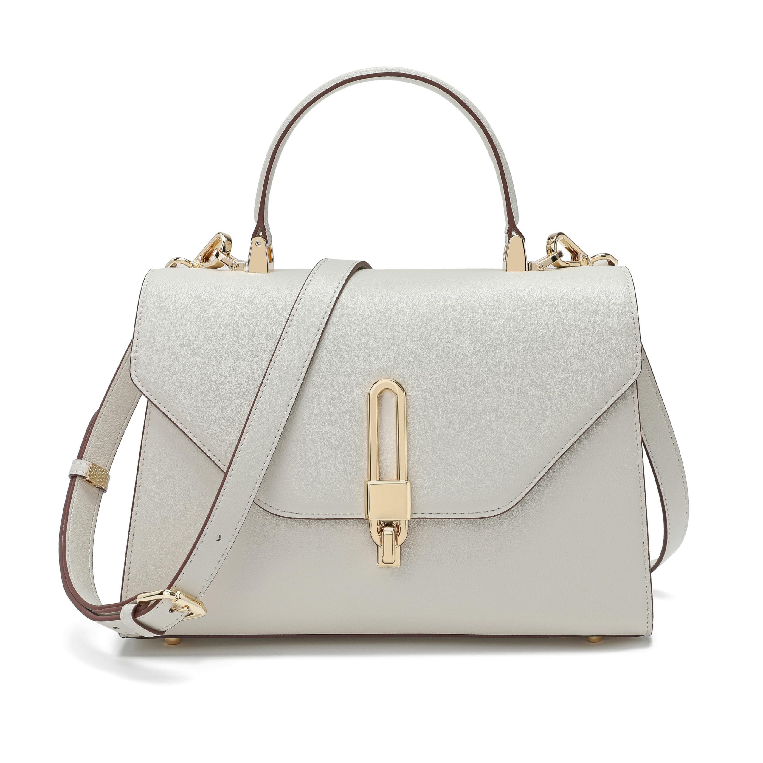 Photo 1 of Top Handle Bag Fashion Leather Satchel Bag for Ladies, Zipper Pocket, Metal?Leather tote bag for Women.