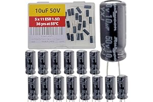 EEEEE 10uF 50V 5x11mm Rubycon Electrolytic Capacitor Low ESR 1.5Ω Long Life 36yrs at 55 Degree C mfd mircofarad Micro Farad adial Lead Aluminum Capacitors (Pack of 15)