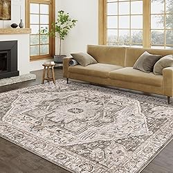 PureCozy Vintage Area Rug 8x10 Bedroom Rug Brown