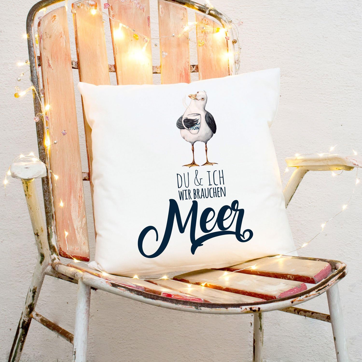 ilka parey wandtattoowelt Kissen maritim mit Möwe & Spruch Dekokissen