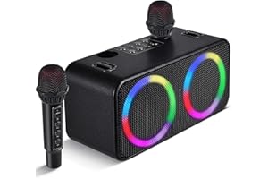BROSERENGY TECH Karaokee Microphone Machine Kids Adults, Karaoke Machine Adults Big Party, Outdoor Bluetooth Speaker Karaoke Machines Portable 6 Sound Effects 4 Party Lights TF Card/USB Home Picnic Church, Black