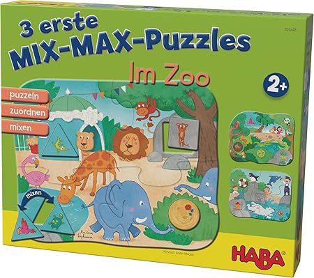 Haba 302545 3 Mix-Max Puzzles-Im Zoo
