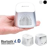 Bluetooth Speaker, Alpatronix AX310 Ultra-Portable Mini Bluetooth Wireless Rechargeable Speaker with Mic, Volume/Playback Controls & Passive Subwoofer for Smartphones, Tablets & Computers - Silver